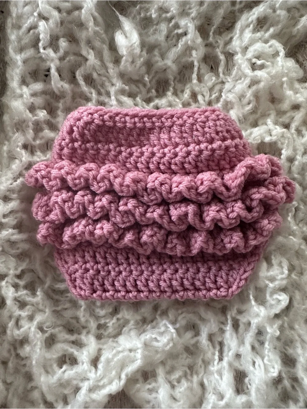 Handmade Pink Crochet Ruffled Baby Diaper Cover